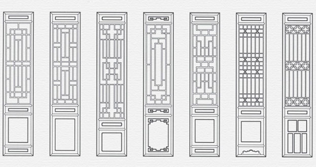 中方常用中式仿古花窗图案隔断设计图